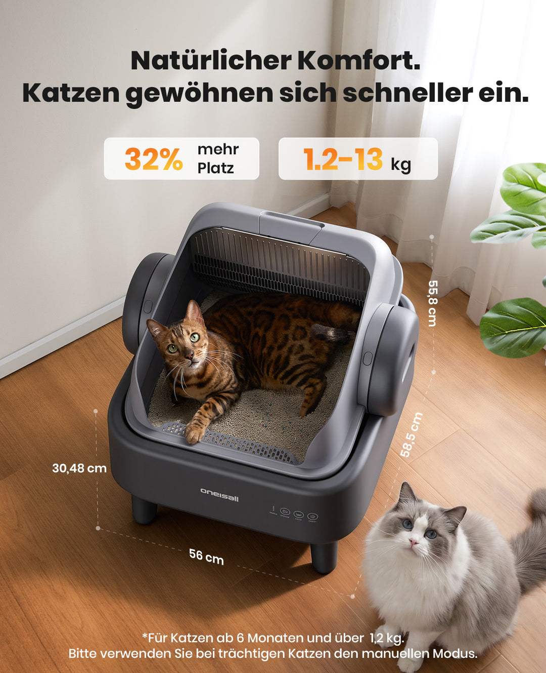 Oneisall Ease S1 selbstreinigende Katzentoilette