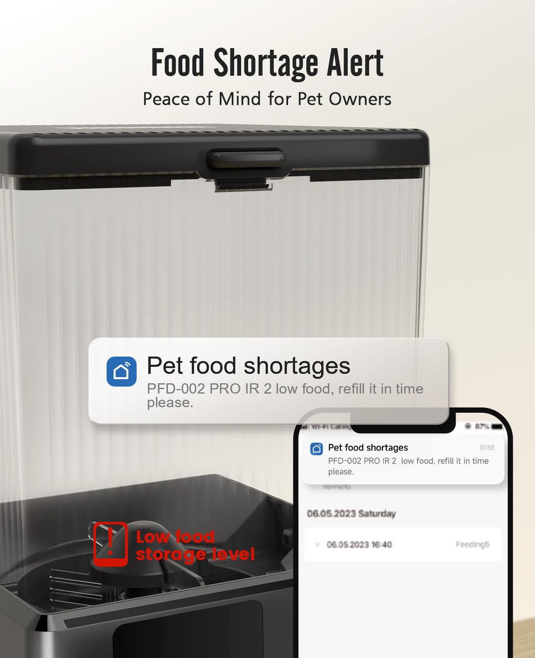Oneisall 5L Automatischer Katzenfütterer mit App-Steuerung für zwei Katzen