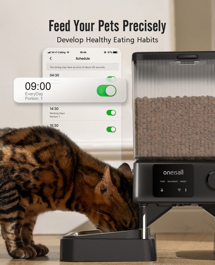 Oneisall 5L Automatischer Katzenfütterer mit App-Steuerung für zwei Katzen