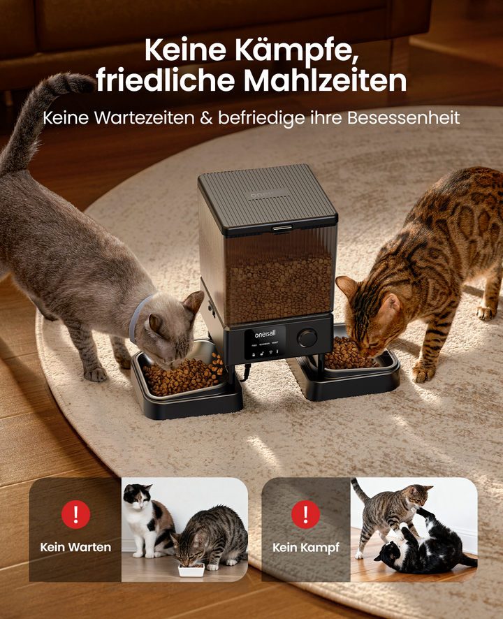 Oneisall 5L Automatischer Katzenfütterer mit App-Steuerung für zwei Katzen