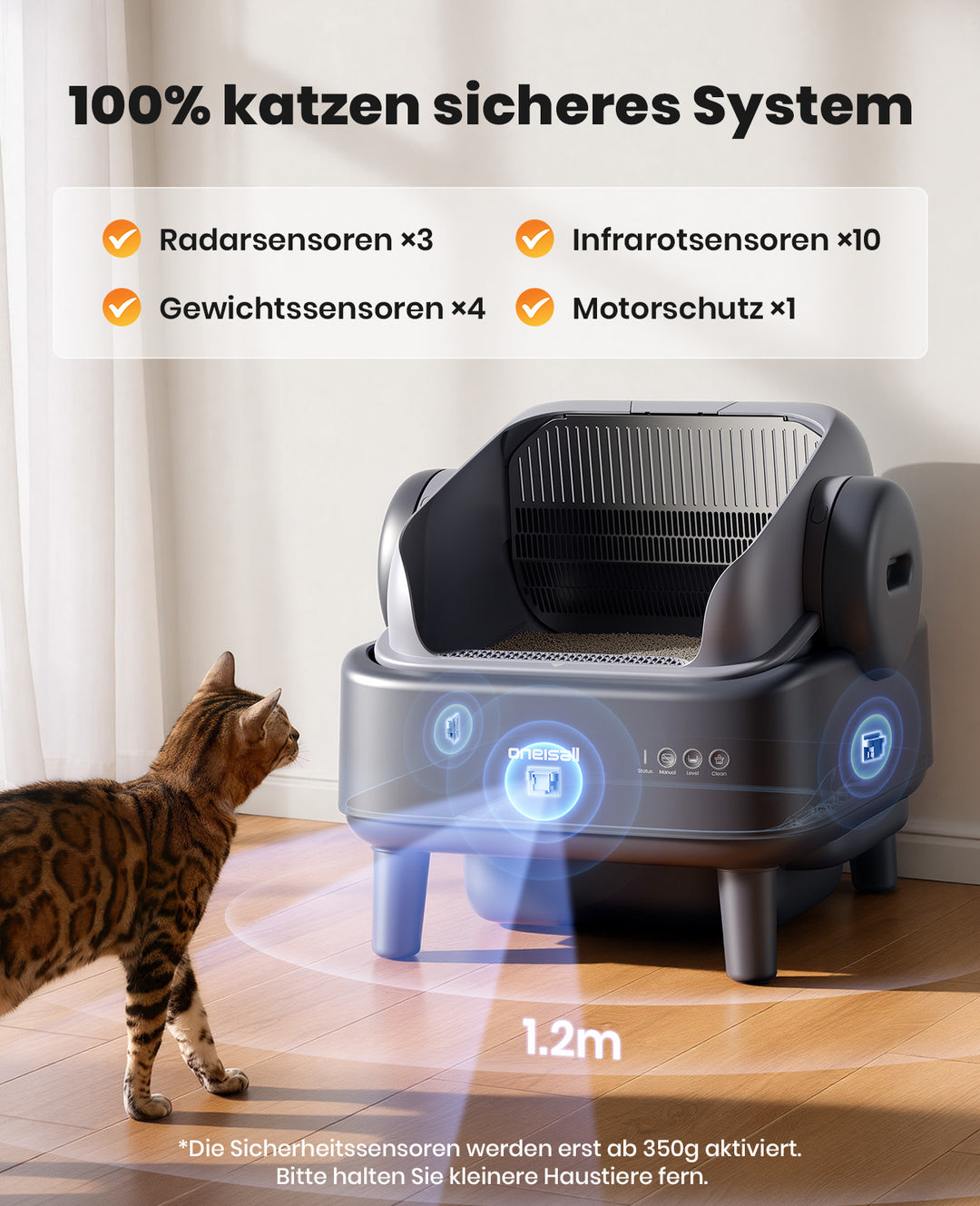 Oneisall Ease S1 selbstreinigende Katzentoilette