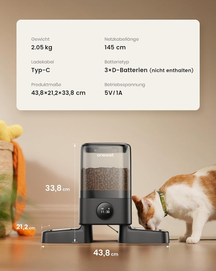 Oneisall H1 5L Automatischer Futterautomat für Zwei Katzen