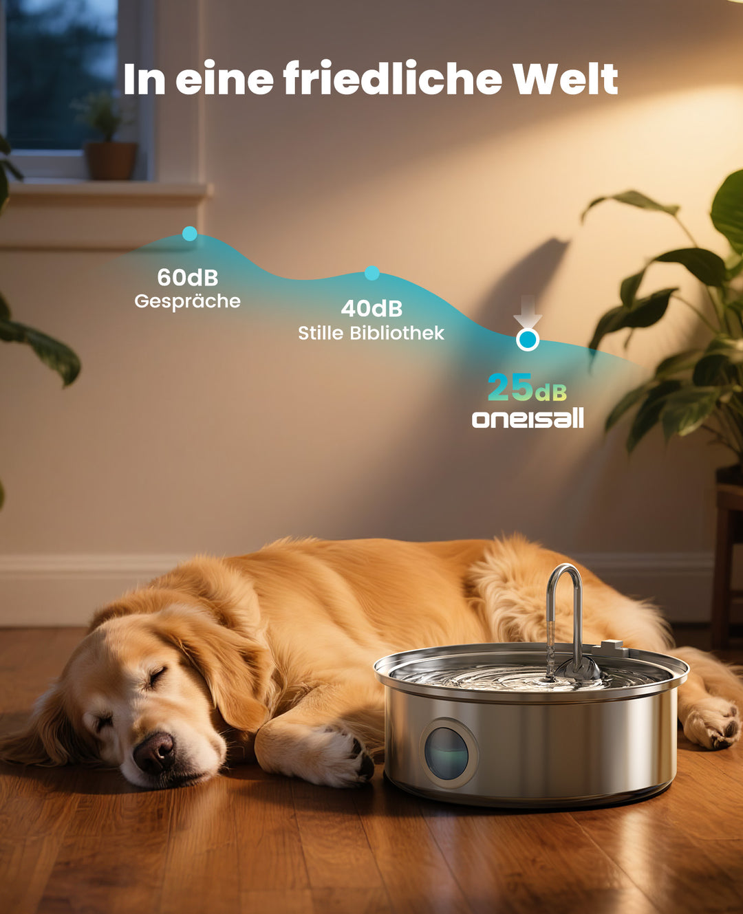 Oneisall 7L Trinkbrunnen mit Sichtfenster und 3 Filtern