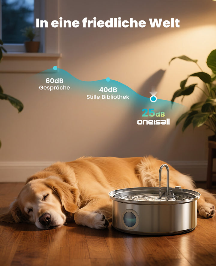 Oneisall 7L Trinkbrunnen mit Sichtfenster und 3 Filtern