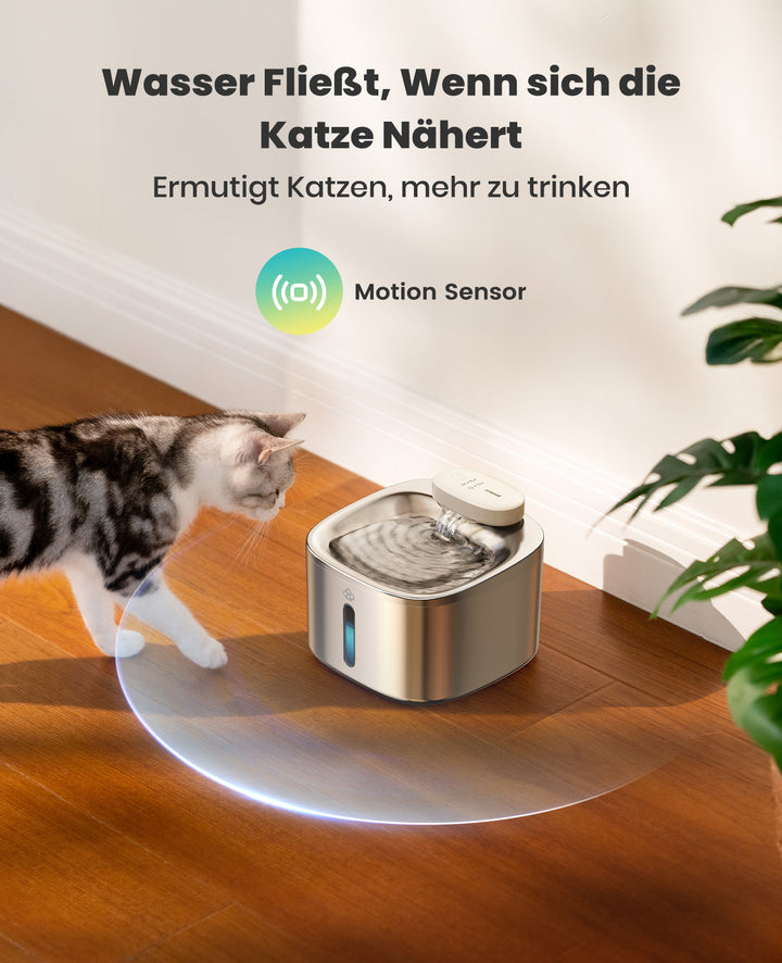 Oneisall 3.5L Kabelloser Edelstahl Trinkbrunnen für Katzen mit 3 Filtern