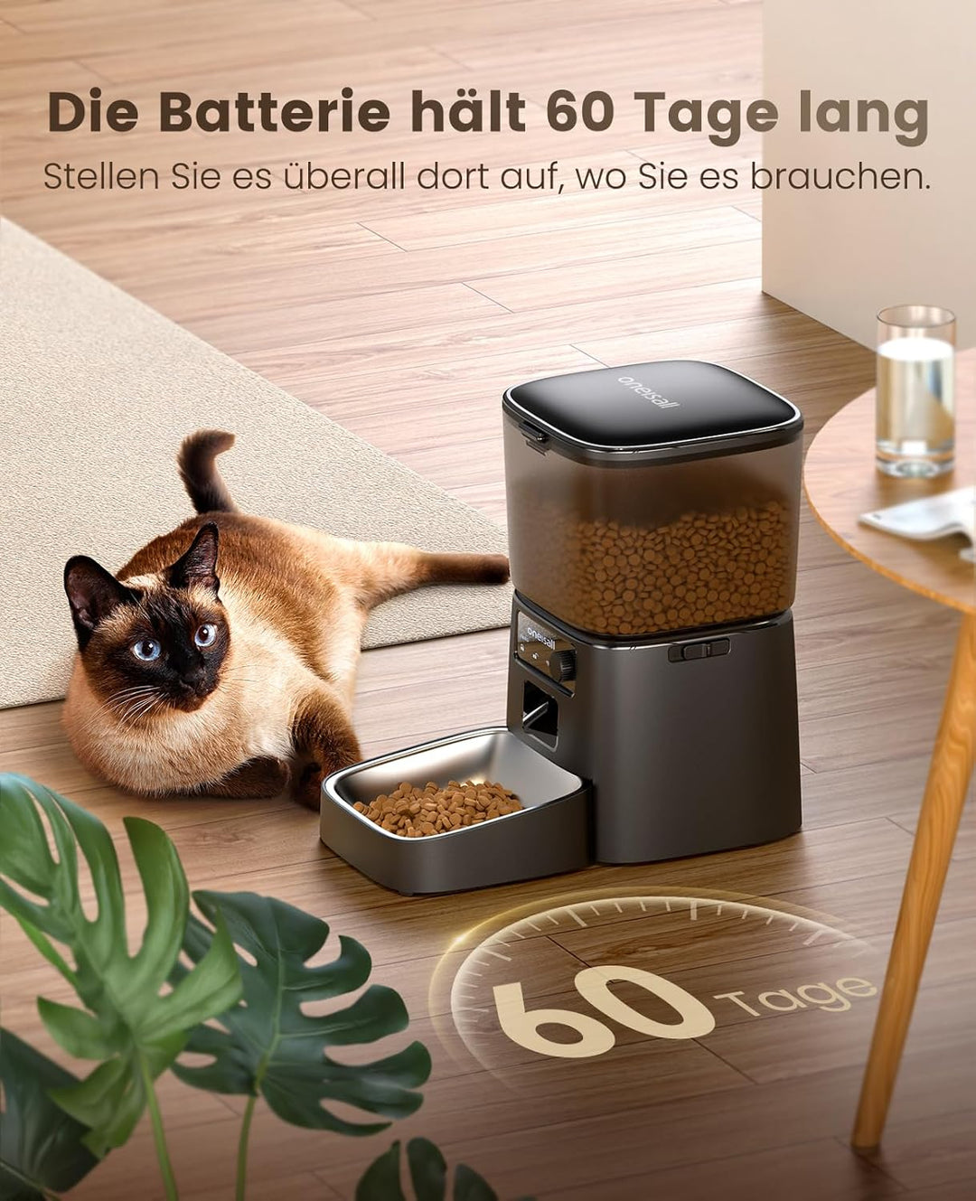 Oneisall 3.5L Automatischer Katzen-Futterspender mit App-Steuerung & 2.4G Wi-Fi