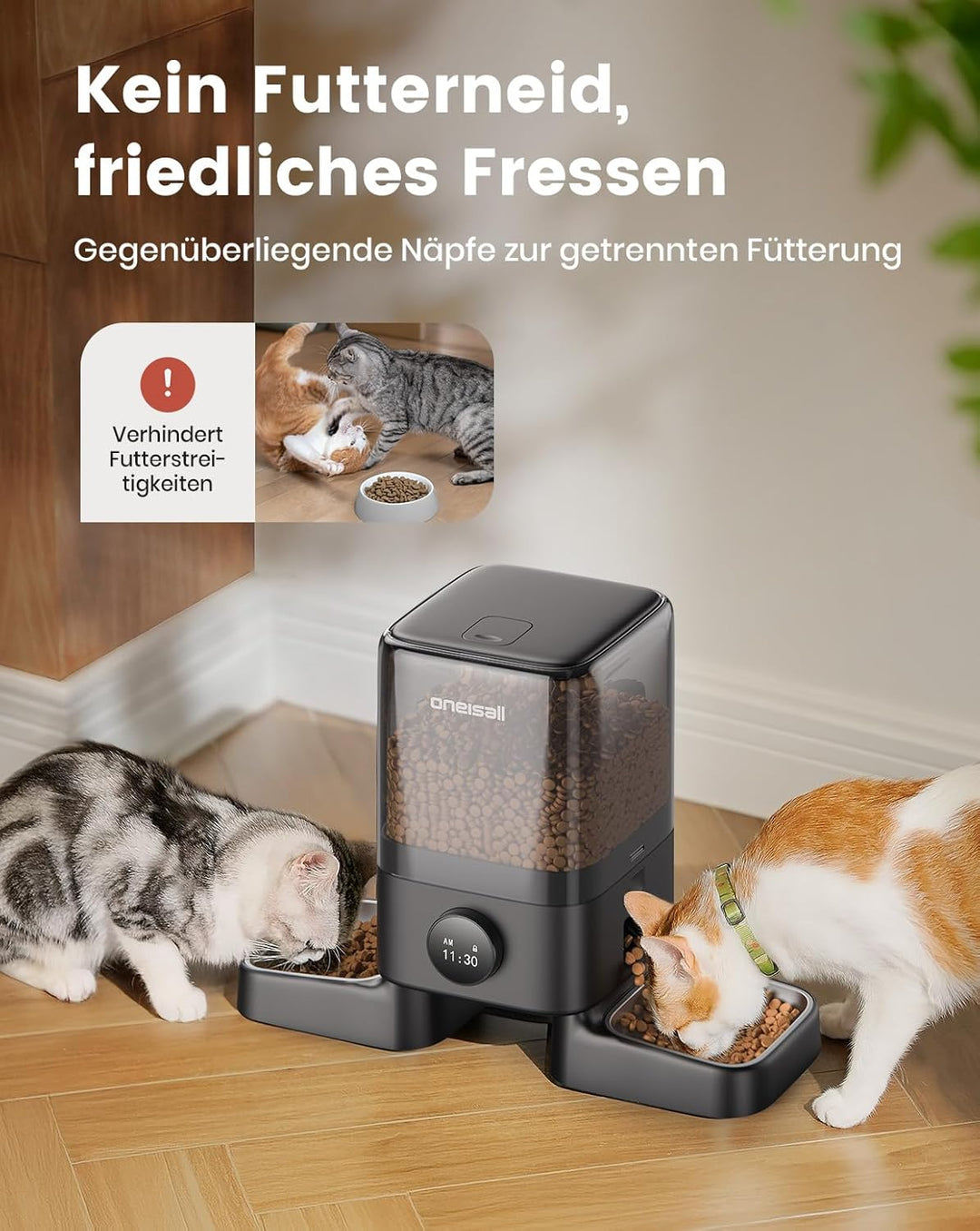 Oneisall H1 5L Automatischer Futterautomat für Zwei Katzen