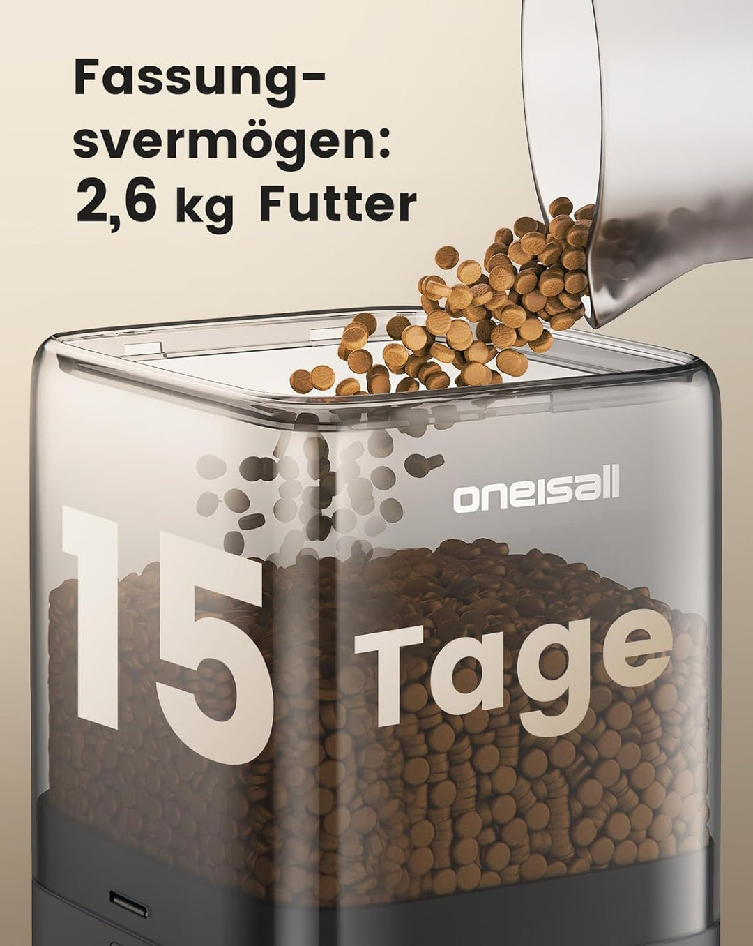 Oneisall H1 5L Automatischer Futterautomat für Zwei Katzen