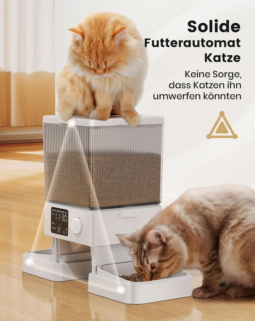 Oneisall 5L Automatischer Katzenfutterautomat für zwei Katzen – Schwarz