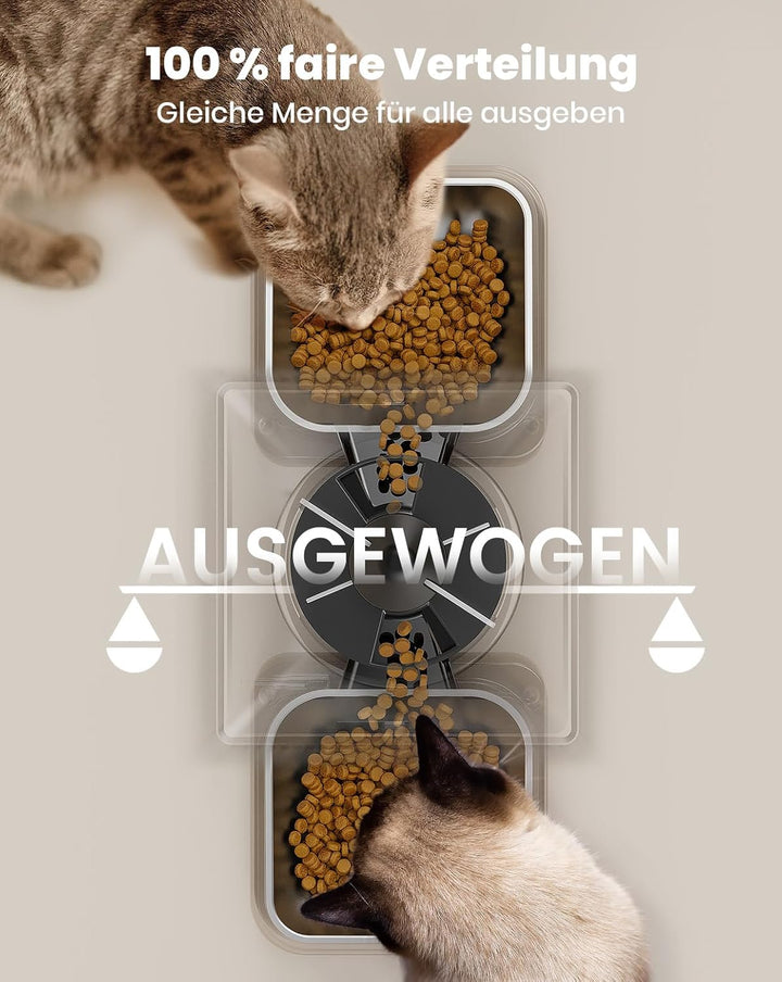 Oneisall 5L Automatischer Katzenfutterautomat für zwei Katzen – Schwarz