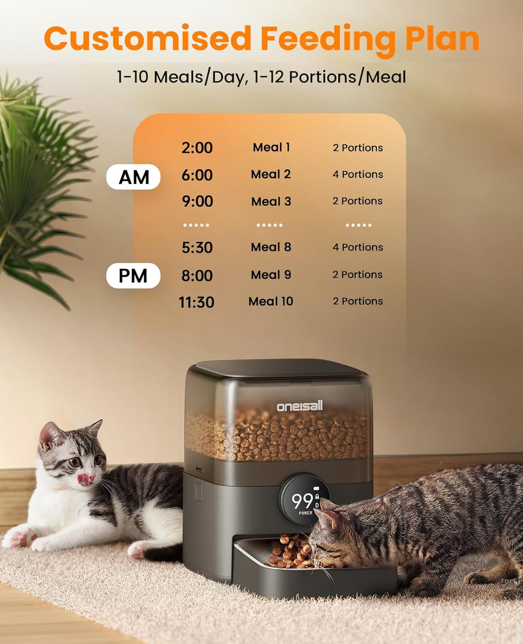 Oneisall PF05 3L Automatischer Futterautomat für Katzen