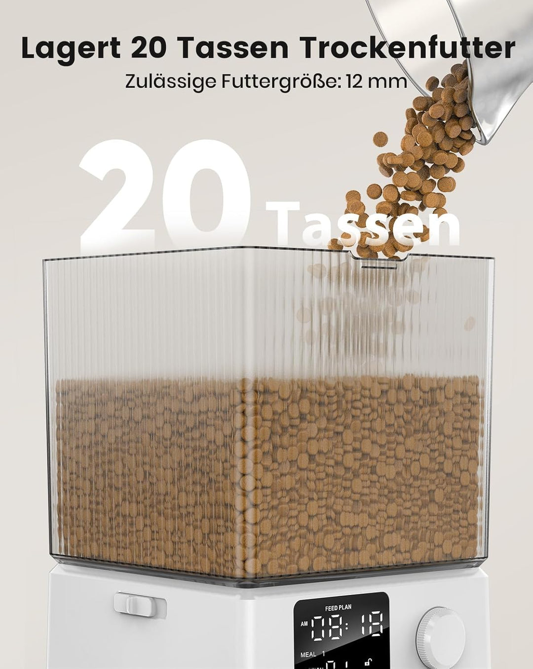 Oneisall 5L Automatischer Katzenfutterautomat für zwei Katzen – Schwarz