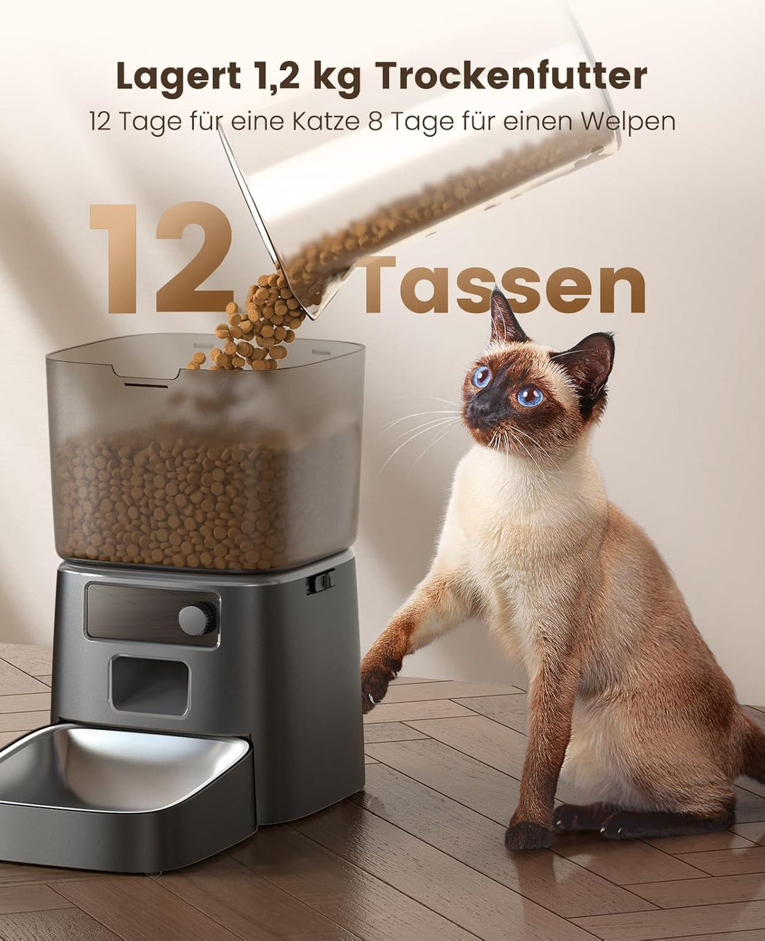 Oneisall 3.5L Automatischer Katzen-Futterspender mit App-Steuerung & 2.4G Wi-Fi