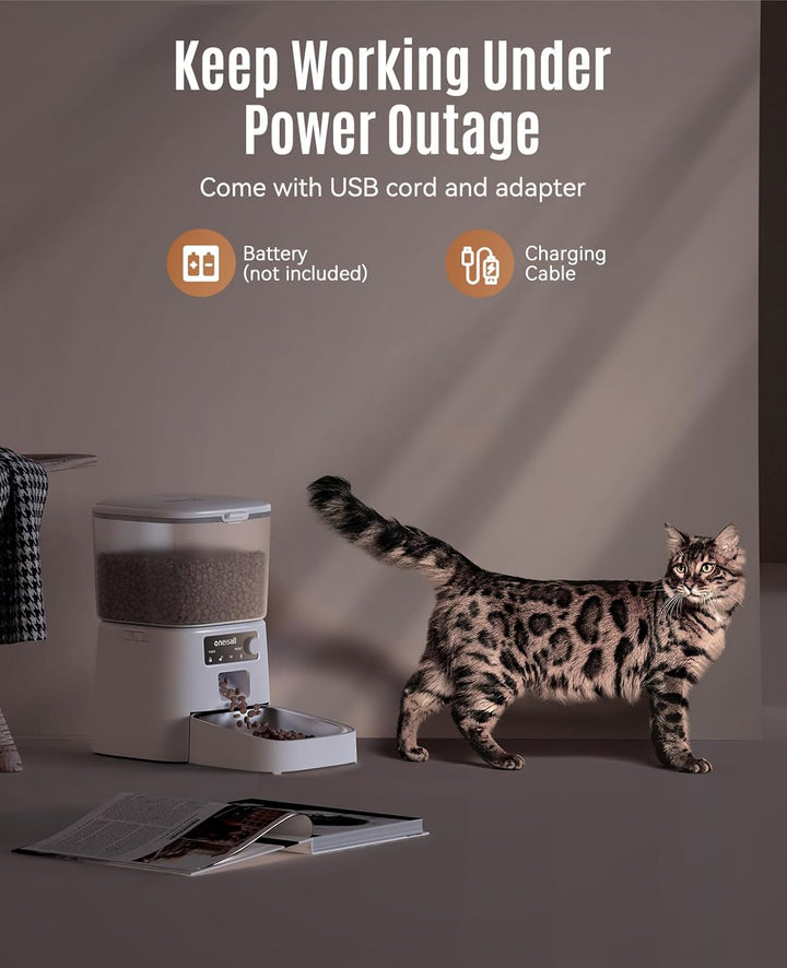 Oneisall 3.5L Automatischer Katzen-Futterspender mit App-Steuerung & 2.4G Wi-Fi