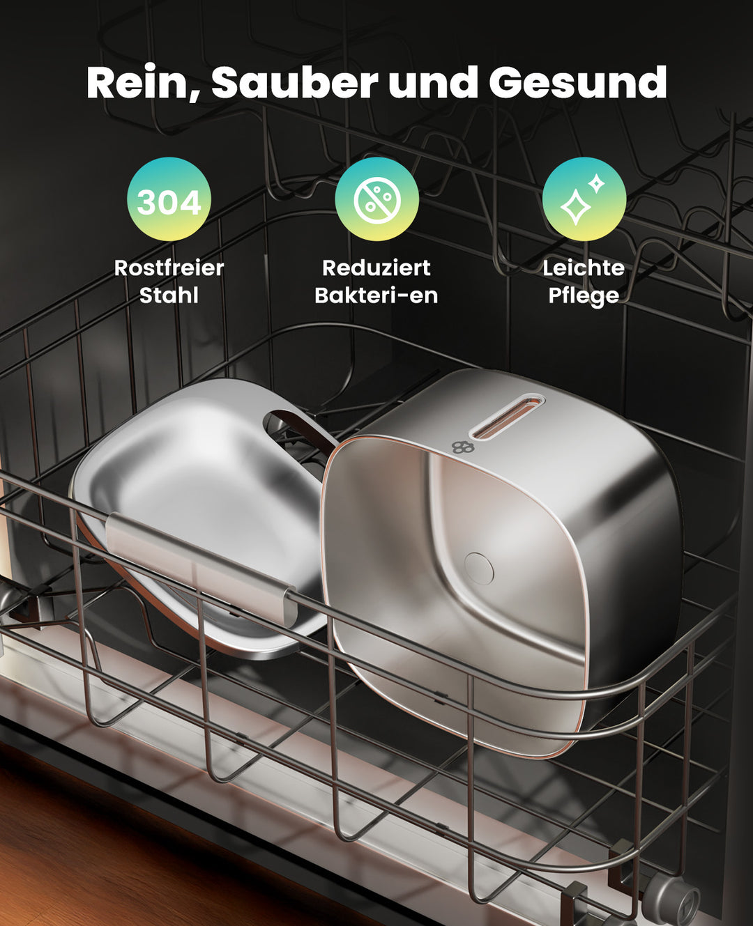 Oneisall 3.5L Kabelloser Edelstahl Trinkbrunnen für Katzen mit 3 Filtern