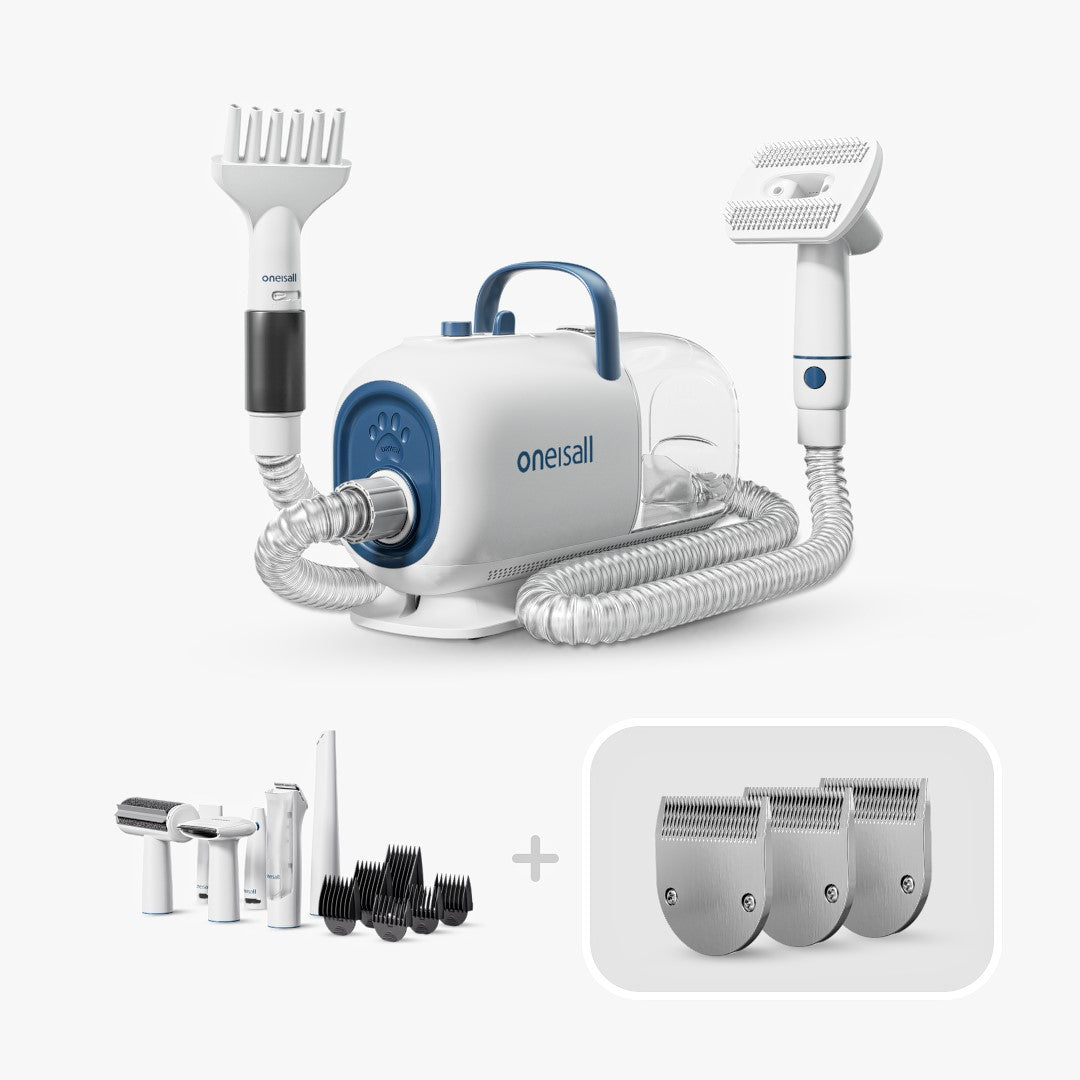 Oneisall Cozy C1 8-in-1 Haustierpflege-Staubsauger & Trockner mit 3 Ersatzklingen-Set