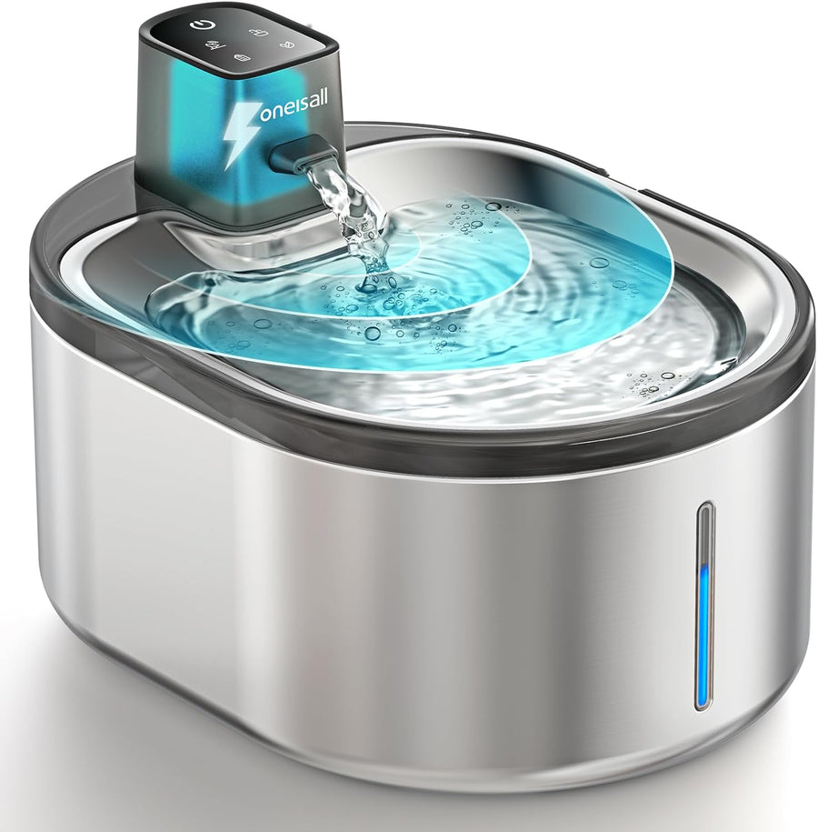 Oneisall 4L Cordless Cat Water Fountain With 304 Stainless Steel 