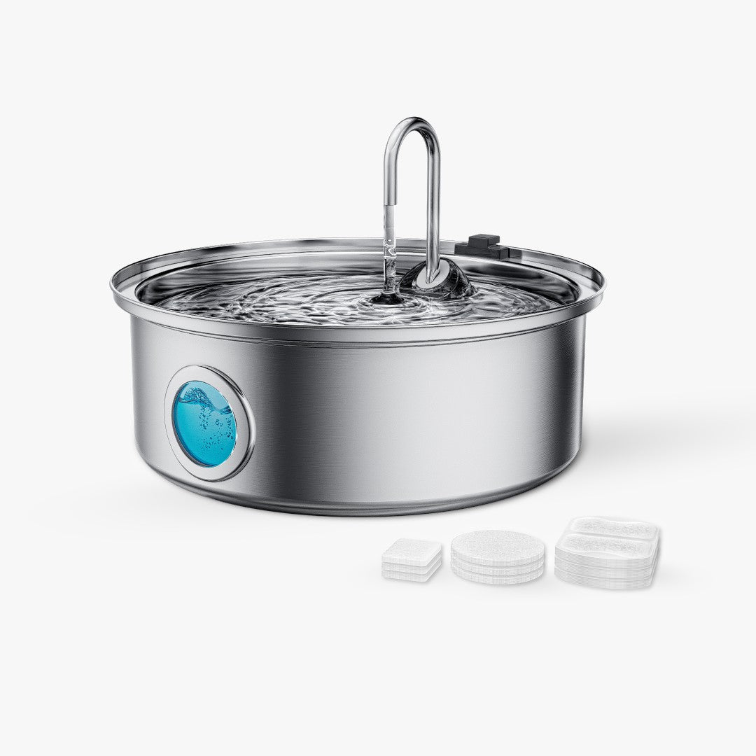 Oneisall 7L Trinkbrunnen mit Sichtfenster und 3 Filtern