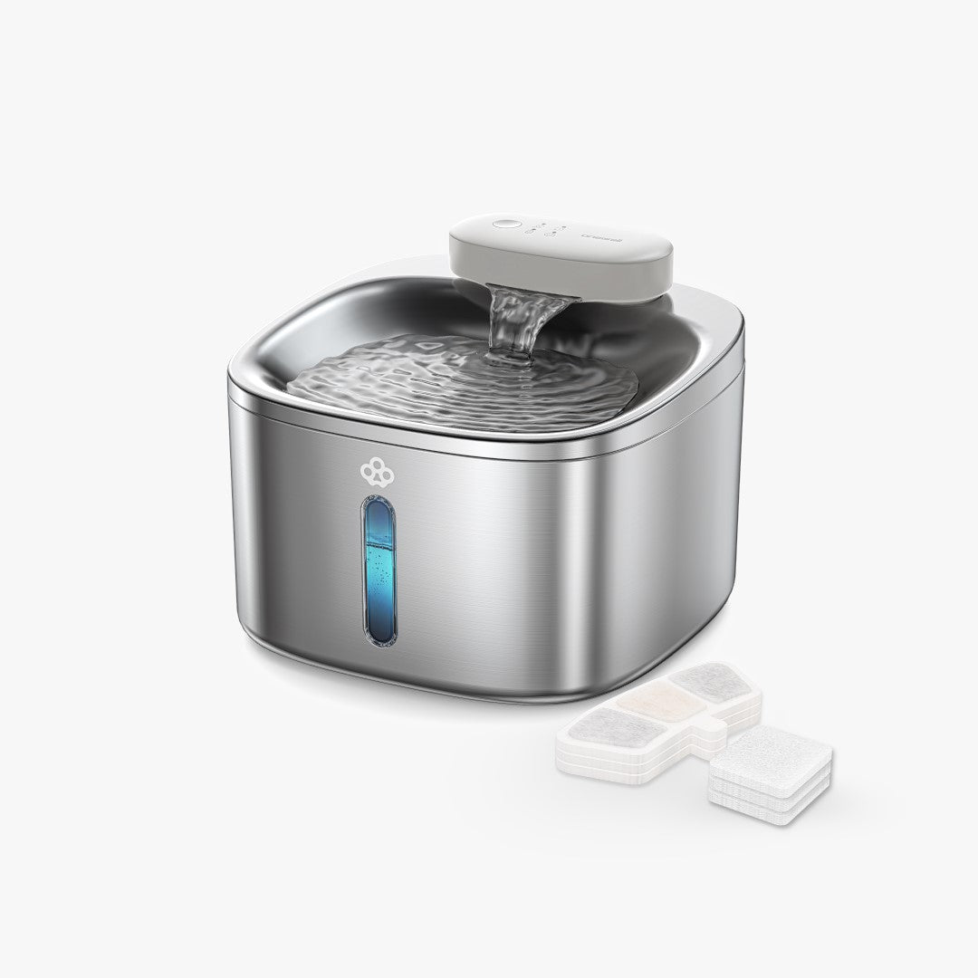 Oneisall 3.5L Kabelloser Edelstahl Trinkbrunnen für Katzen mit 3 Filtern